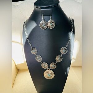 Bohemian Concho Necklace and Earrings Bundle
